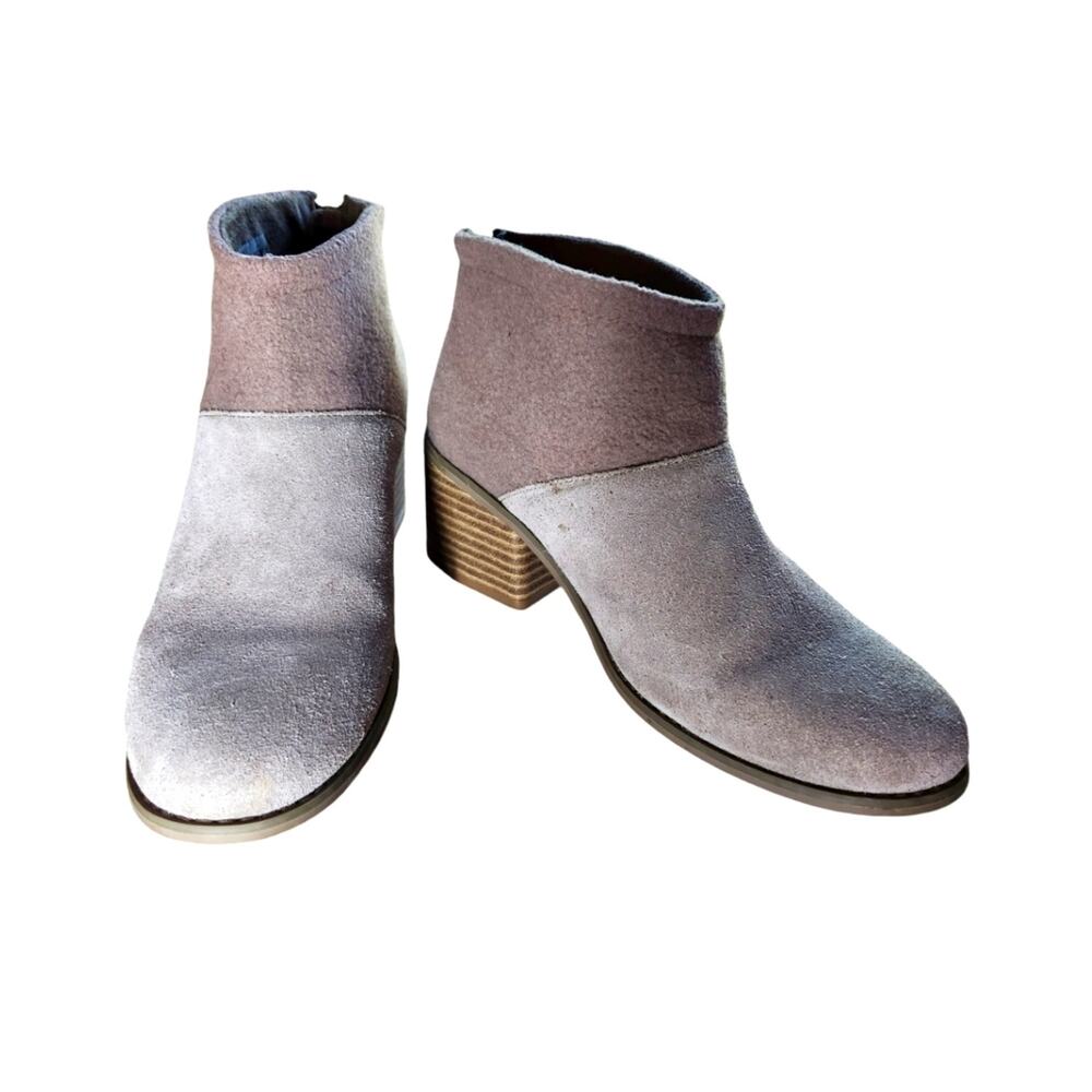Toms Lacy bootie women's suede and felt desert taupe size 6.5